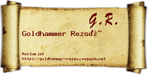 Goldhammer Rezső névjegykártya